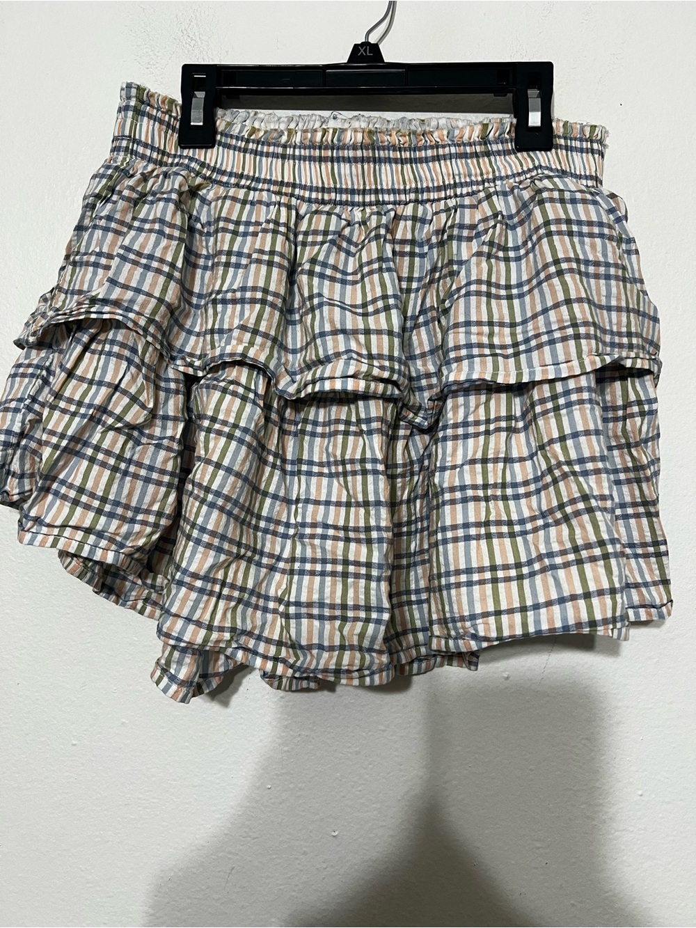 Aerie Rock N Ruffle Multicolor Plaid Mini Skirt Size Medium